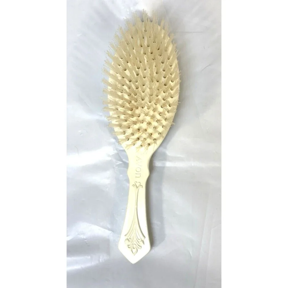 Vintage AVON Vanity Hair Brush 70s Nylon Bristles Past and Present Scrollwork